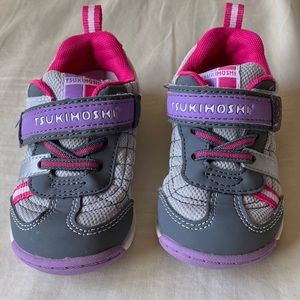 TSUKIHOSHI Kaz Washable Sneaker toddler size 7 purple gray hot pink